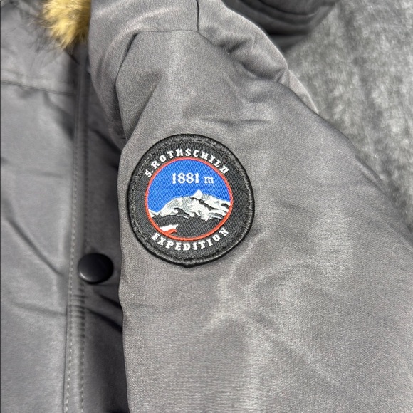 Rothschild Gray Infant Snowsuit with Faux Fur Hood - Picture 2 of 5